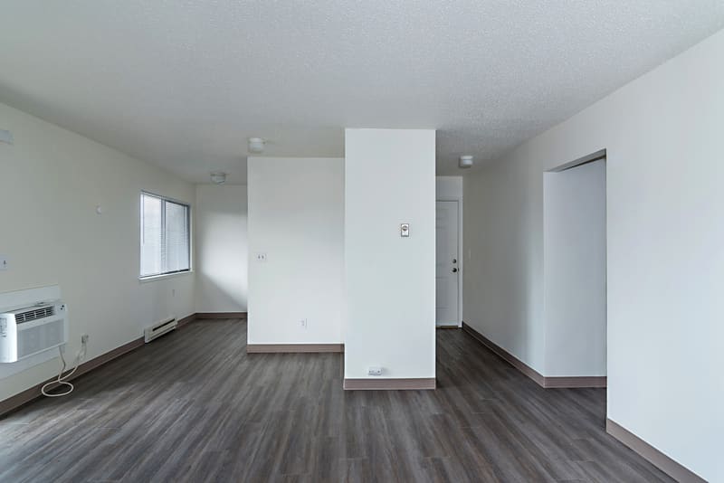 Classic apartment living area at Campus Village