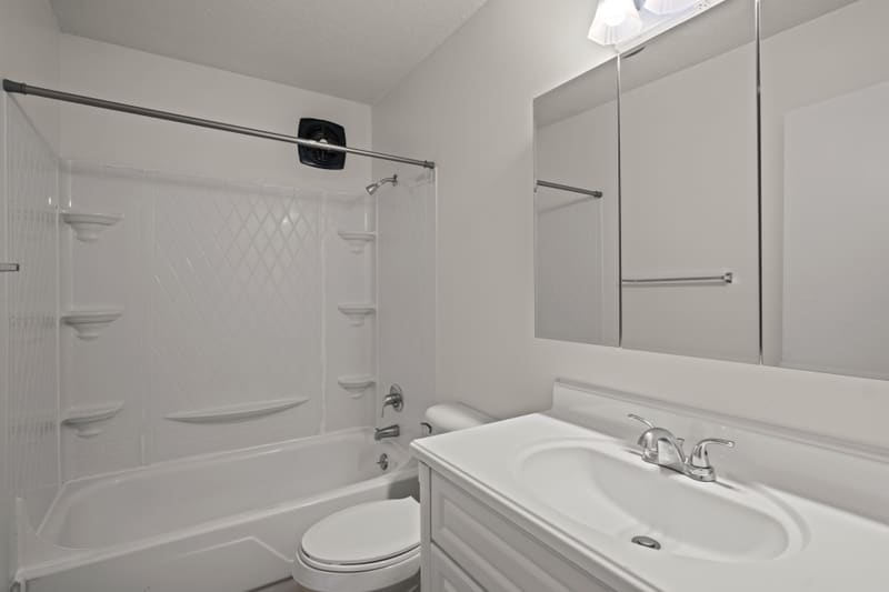 Apartment bathroom at Campus Village